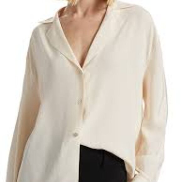 Theyskens' Theory Tops - Theyskens Theory Cream Silk Button Down